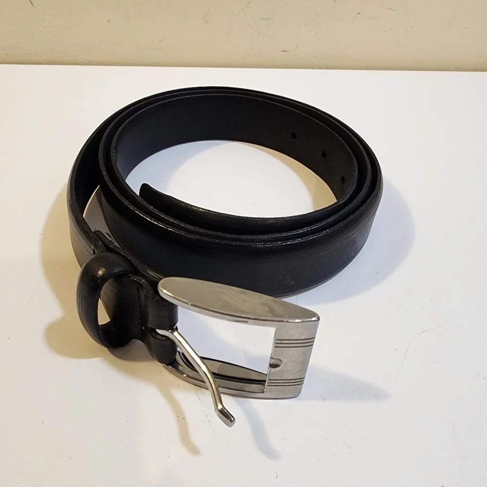EURO METAL Men's Black leather Belt size 44